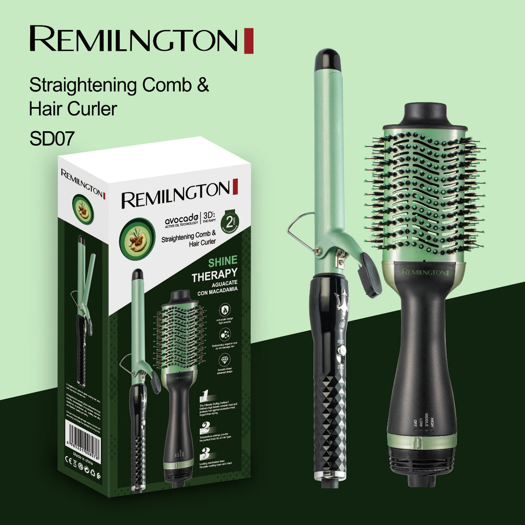 Combo Cepillo Secador + Pinza Rizadora con Recubrimiento de Aguacate