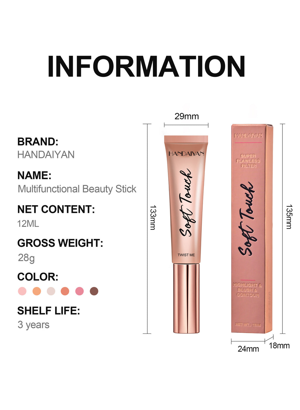 Kit de Contorno, Rubor e Iluminador H3012 – Acabado Natural