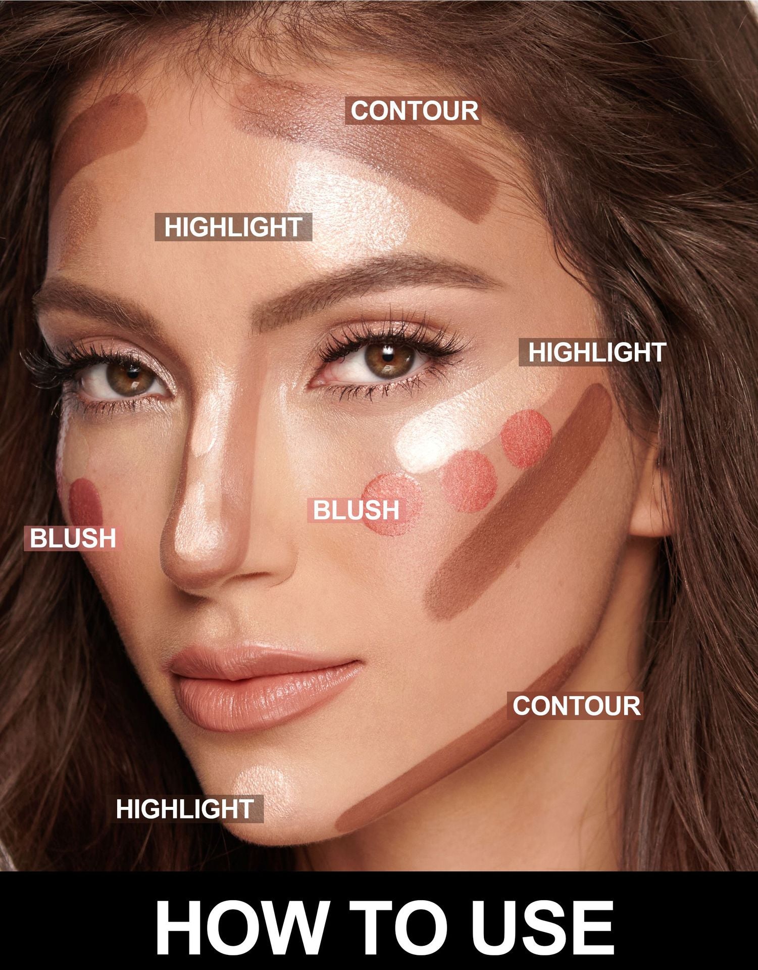 Kit de Contorno, Rubor e Iluminador H3012 – Acabado Natural