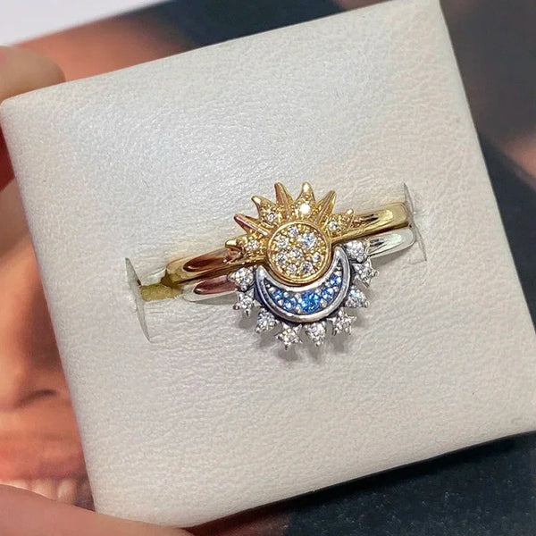 Anillos Sol y Luna Eclipse – Pareja | Ajustables con Caja de Regalo
