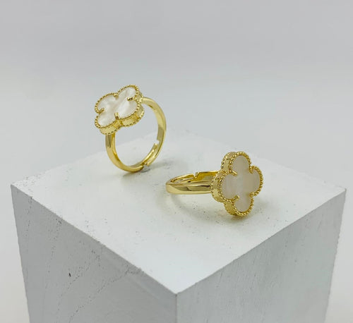 Anillo Estilo Van Cleef en Rodio – Acabado Premium Brillante