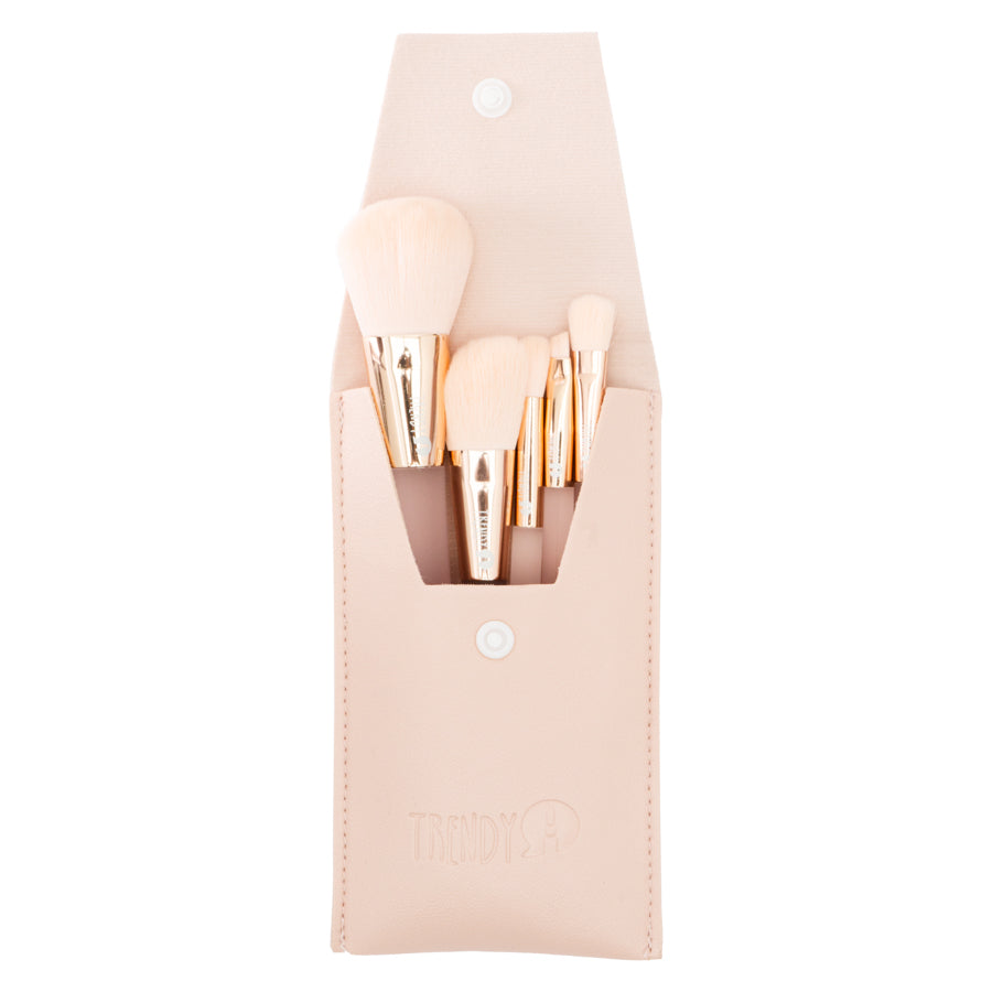 Kit de Brochas Cristal Trendy – 5 Piezas con Estuche
