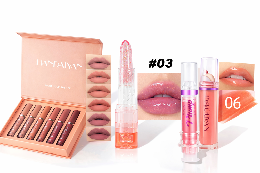Combo de Labiales Handaiyan – Hidratación, Color y Volumen